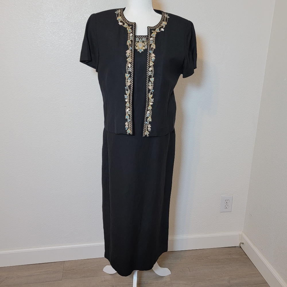 Jessica Howard VTG Black 2 Piece Maxi Dress Sz 8 Petite